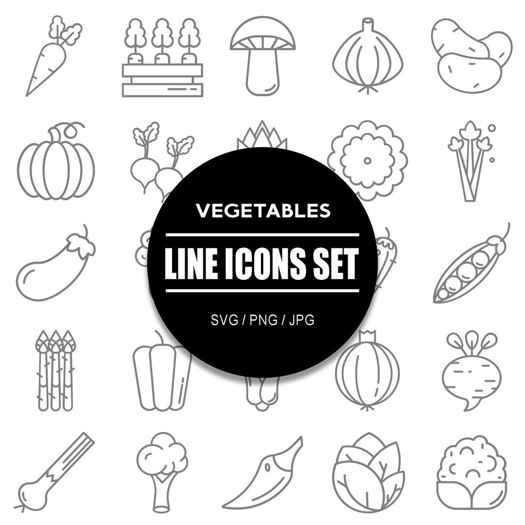 Vegetables Line Icon Set I Outline Icon Bundle in SVG PNG Jpgtravel - Etsy