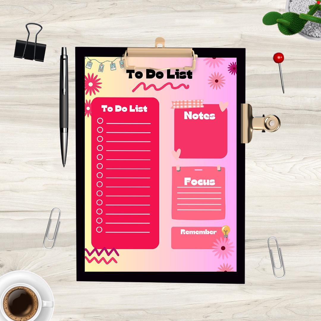 Printable to Do List A4/A5 | Task List | Notes | Printable & Fillable ...