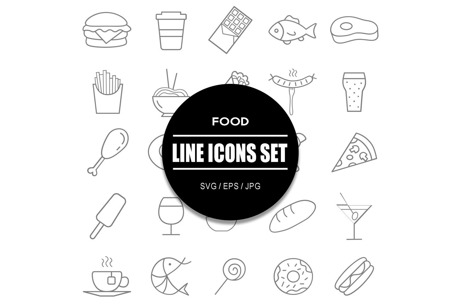 Food Icon Set I Outline Icon Bundle in SVG EPS JPG Format - Etsy