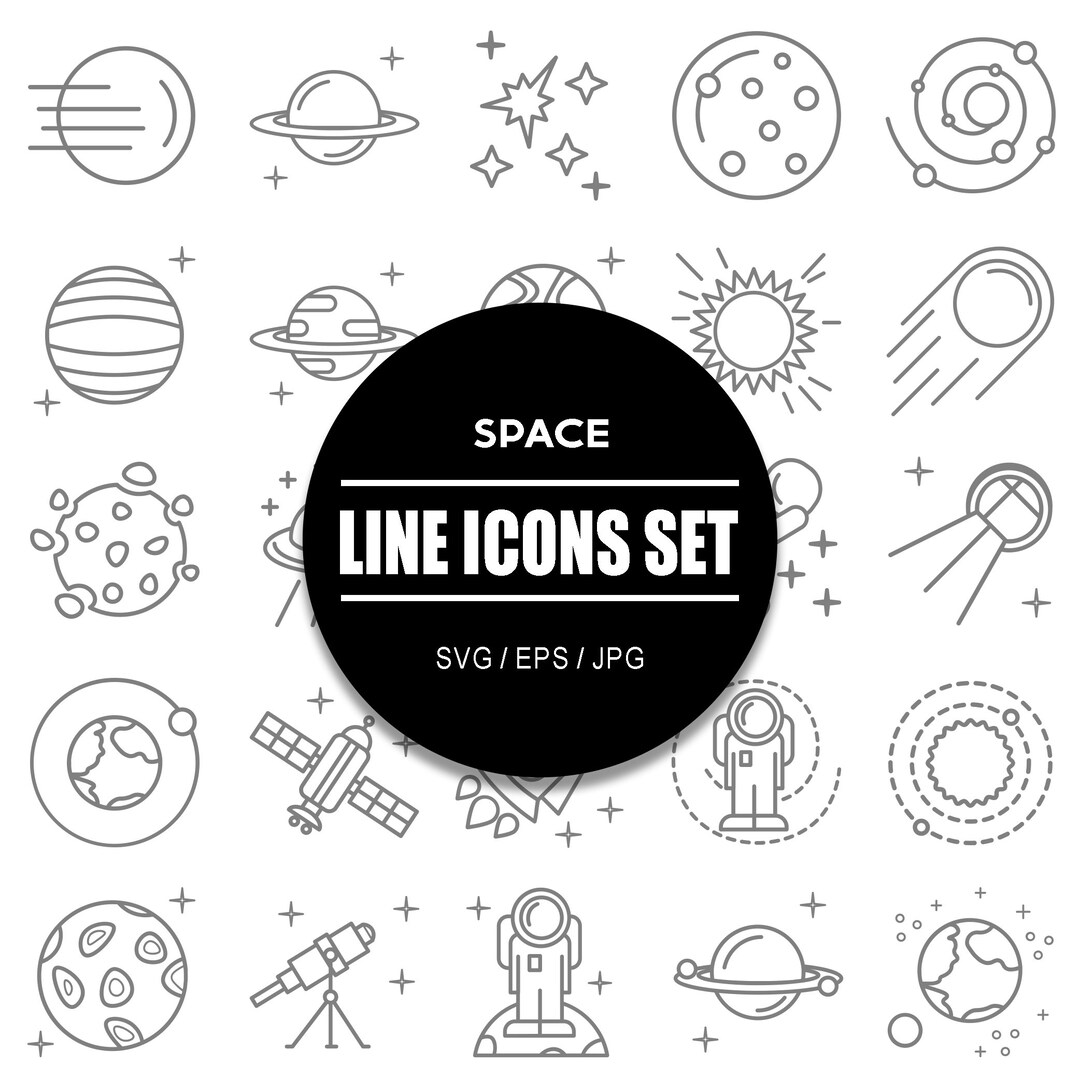 Space Line Icon Set I Outline Icon Bundle in SVG EPS JPG - Etsy