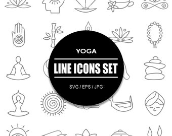 Yoga Meditation Spa Line Icon Set I Outline Icon Bundle in SVG EPS JPG
