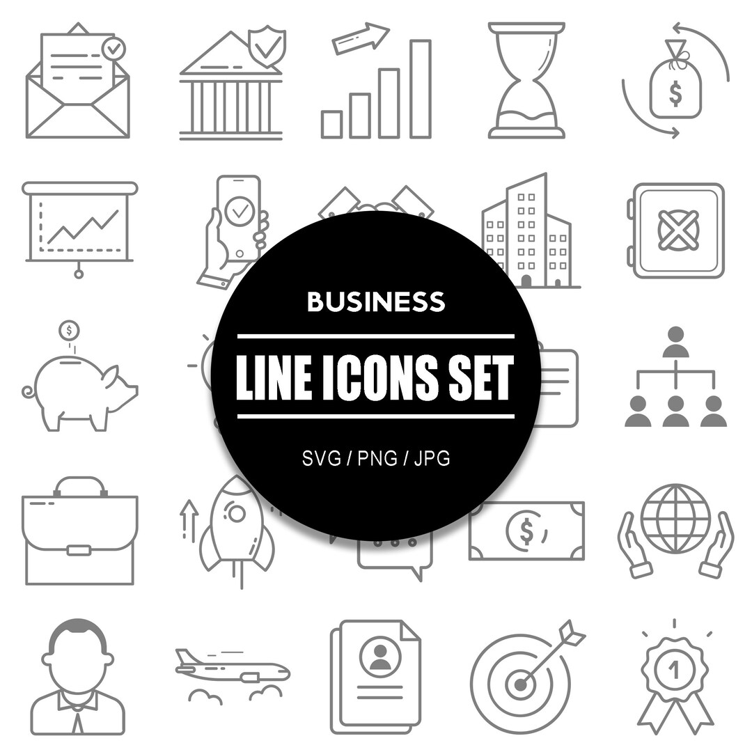 Business Line Icon Set I Outline Icon Bundle in SVG PNG JPG Format - Etsy