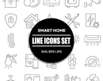 Smart Home Line Icon Set I Outline Icon Bundle in SVG EPS JPG format
