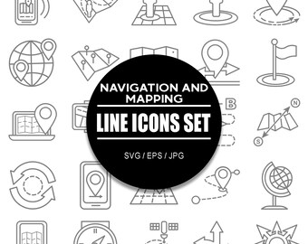 Navigation and Mapping Line Icon Set I Outline Icon Bundle in SVG EPS JPG format