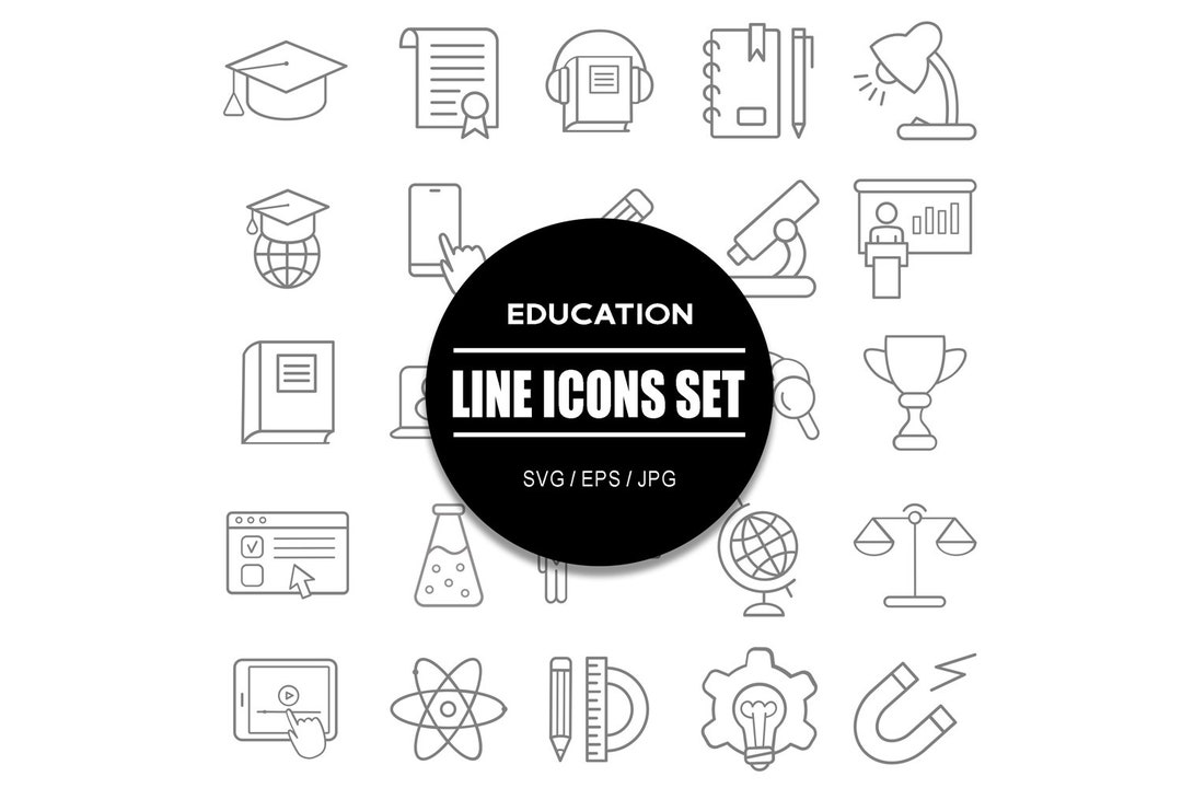 Education Line Icon Set I Outline Icon Bundle in SVG EPS JPG Format - Etsy