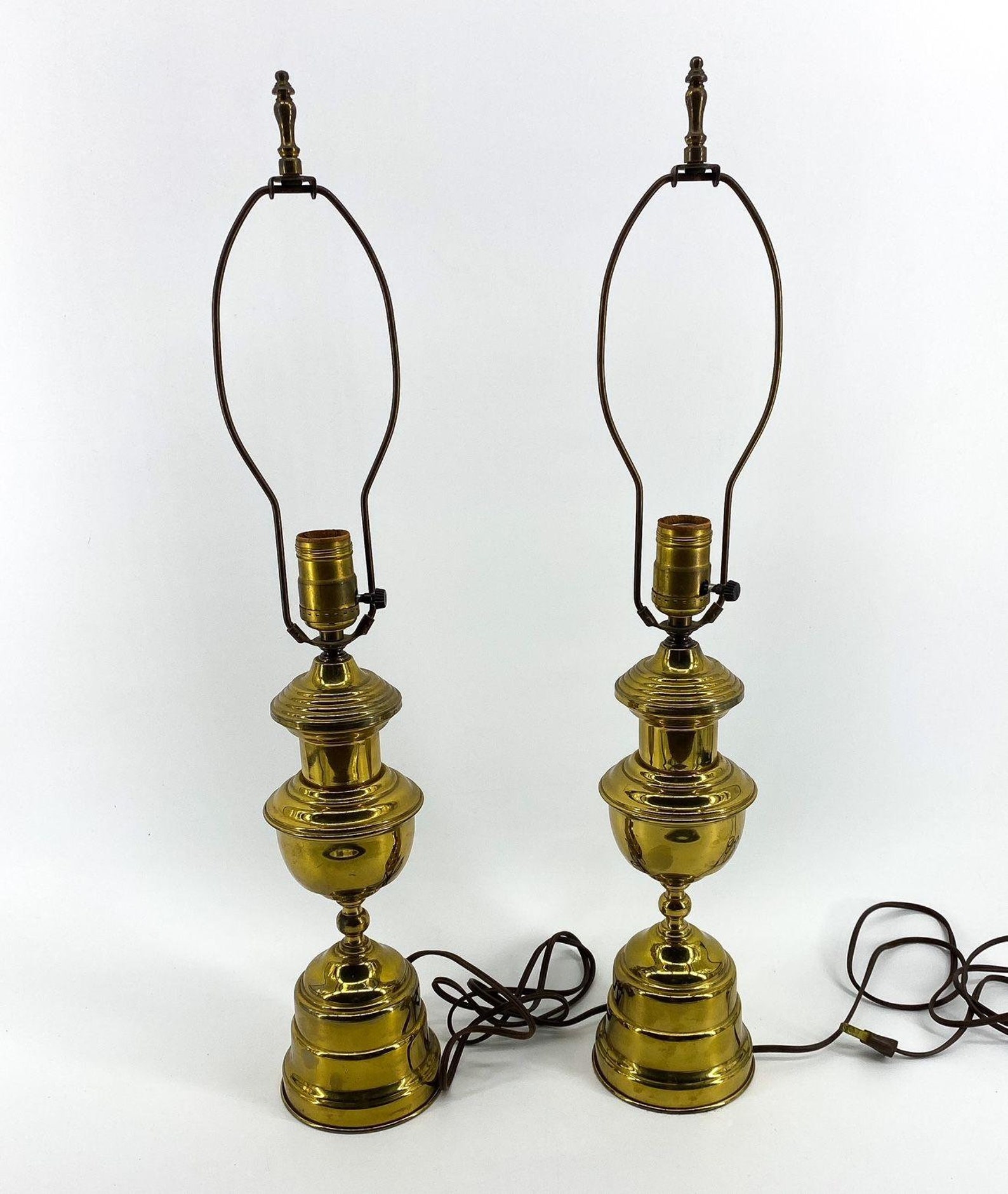 VINTAGE Mid Century Modern Brass Leviton Lamps Pair TESTED Etsy