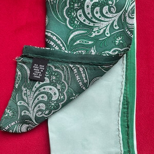Pocket square - spring colours - greens and paisley, 4 patterns -  100%silk