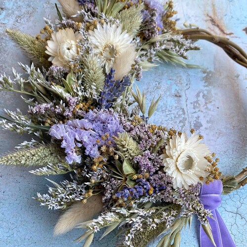 Small Everlasting Purple Dried Flower Hoop Wreath With Etsy UK