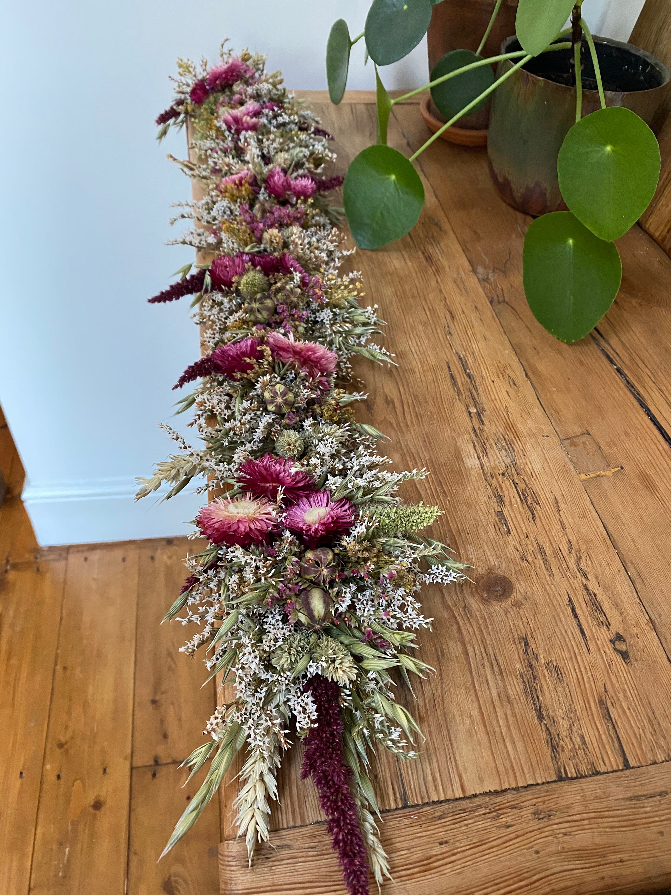 Everlasting pink dried flower garland mantel decor table Etsy