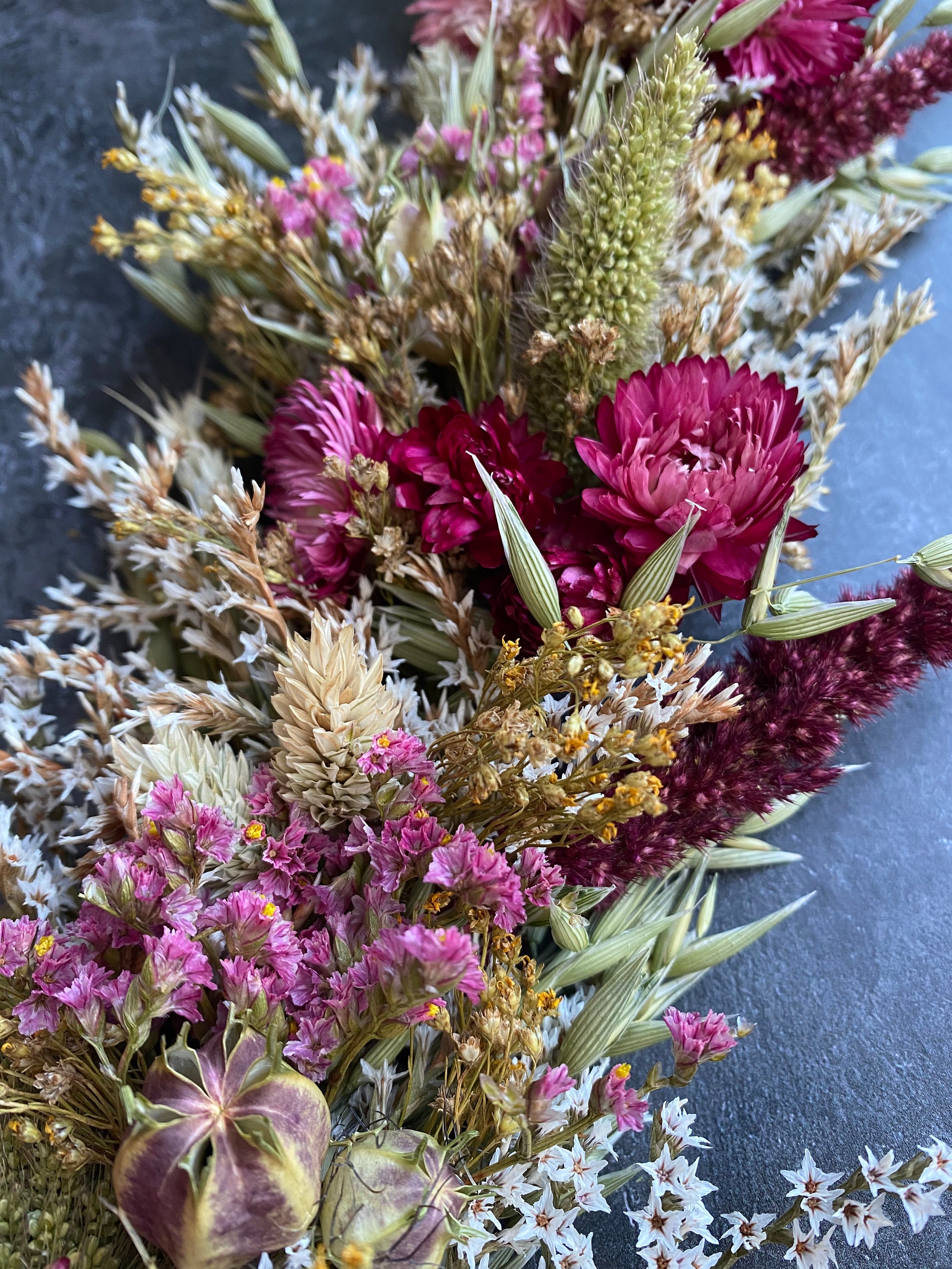 Everlasting pink dried flower garland mantel decor table Etsy