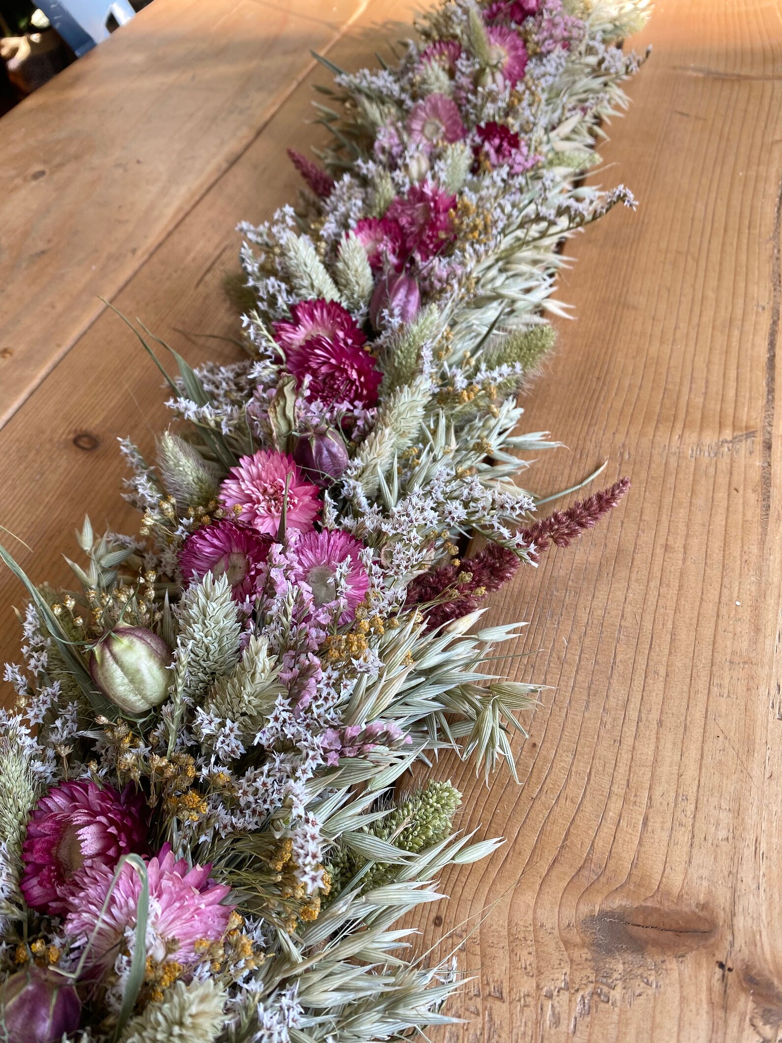 Everlasting Pink Dried Flower Garland Mantel Decor Top Table Etsy UK