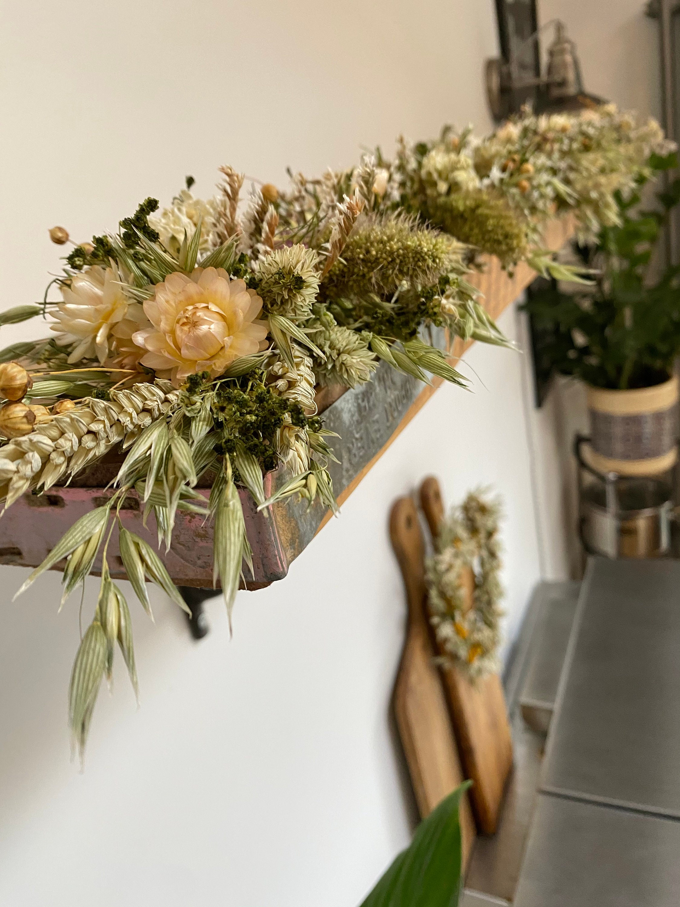 Everlasting natural dried flower garland mantel decor table | Etsy