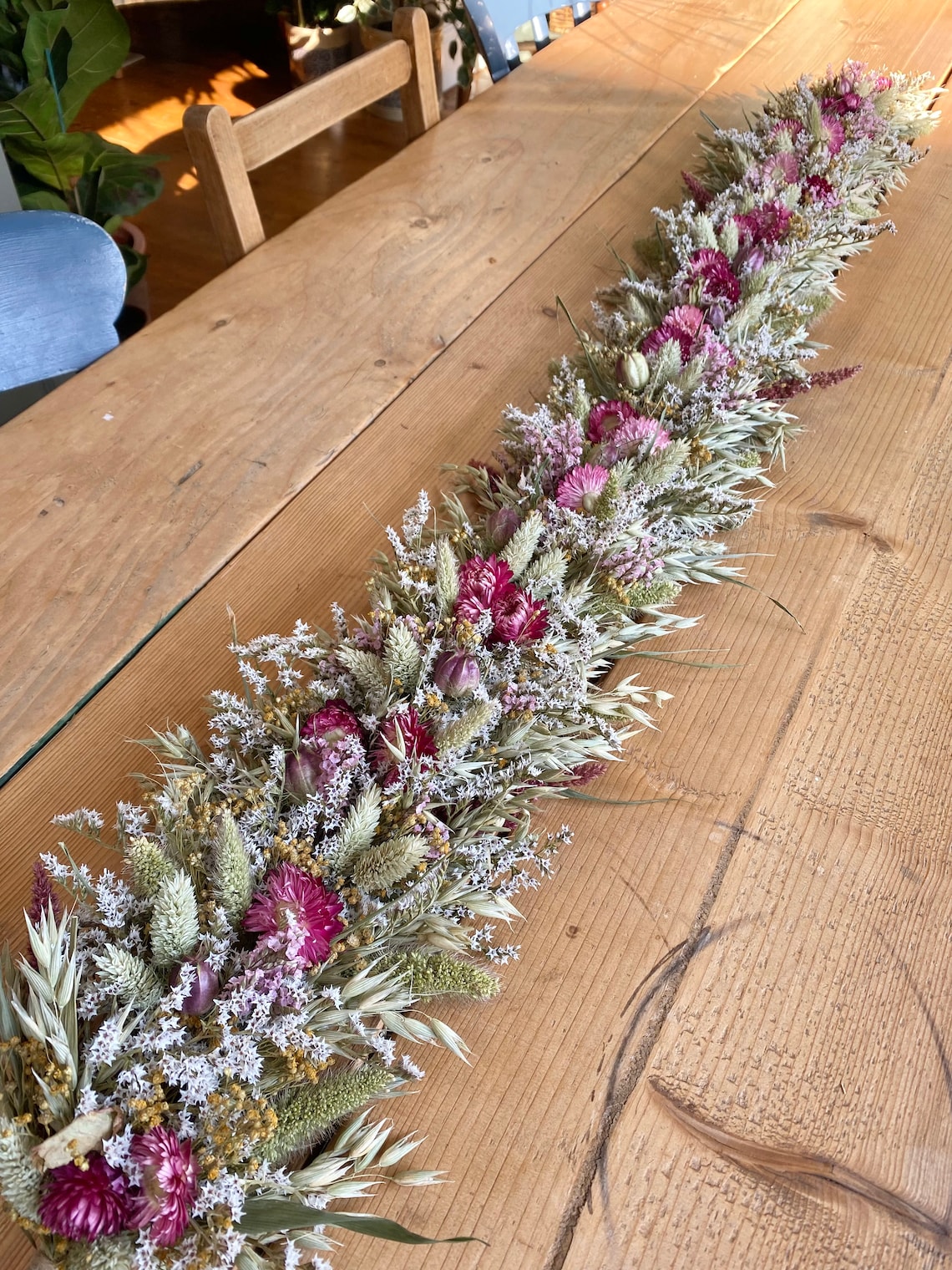 Everlasting Pink Dried Flower Garland Mantel Decor Top Table Etsy UK