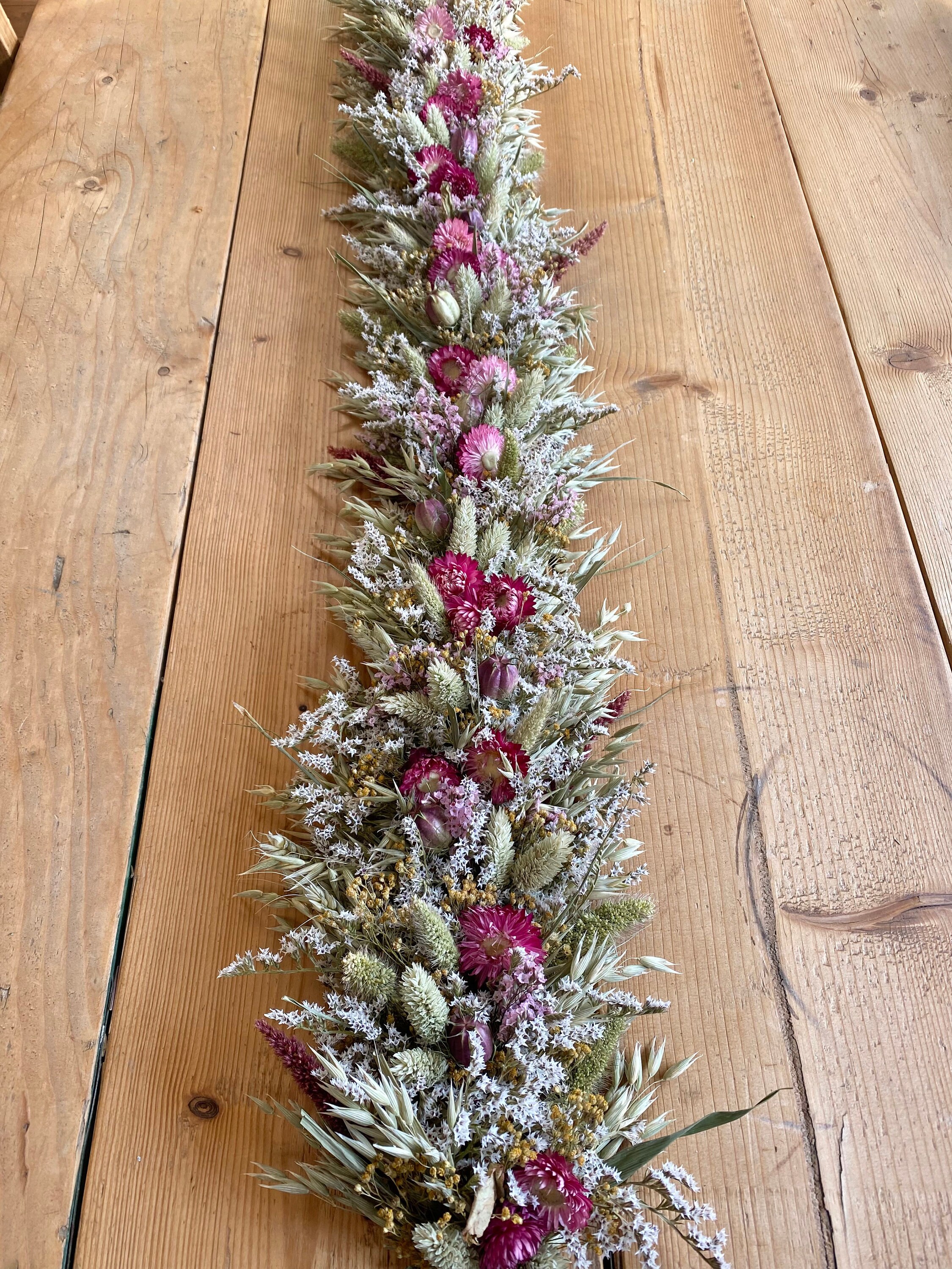 Everlasting Pink Dried Flower Garland Mantel Decor Top Table Etsy UK
