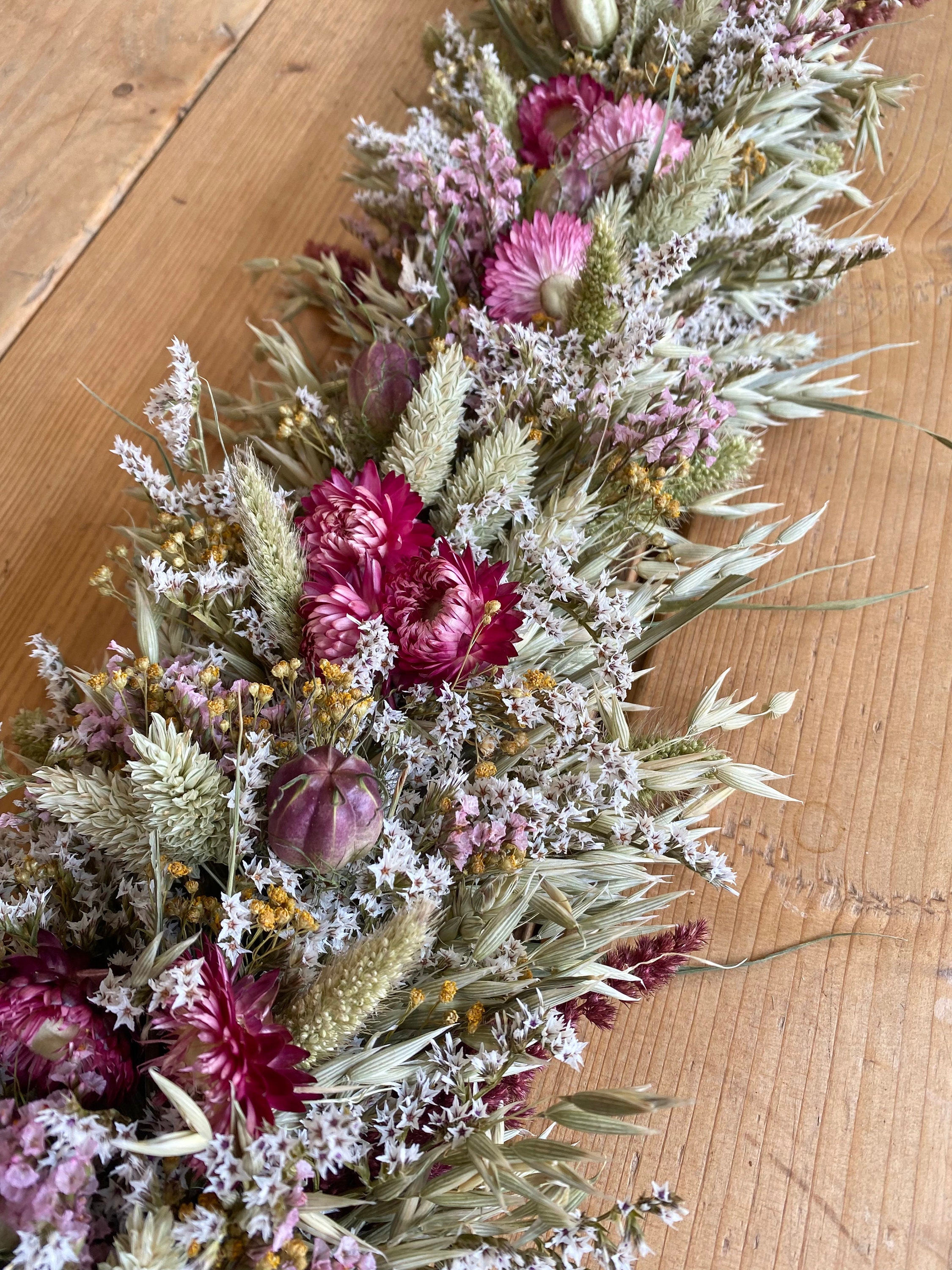 Everlasting Pink Dried Flower Garland Mantel Decor Top Table Etsy UK