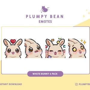 Twitch and Discord Emotes Pack - White/Cream Bunny