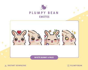 Twitch and Discord Emotes Pack - White/Cream Bunny