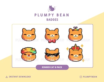 Twitch Sub/Bit Badges Pack - Ginger Cat