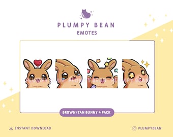 Twitch and Discord Emotes Pack - Brown/Tan Bunny
