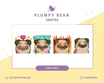 Twitch and Discord Emotes Pack - Fawn Pug Dog