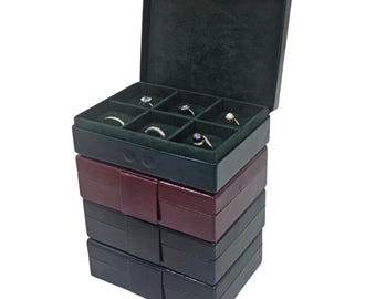 Leren sieradendoosje met 6 vakken – 14 x 10 x 4 cm
