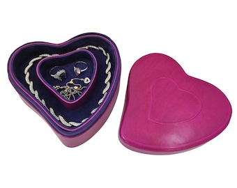 Heart-Shaped Leather Jewellery Box – Trinket Organiser