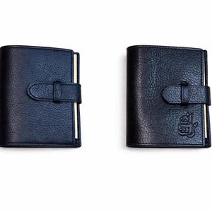 Funda para notas adhesivas de piel de becerro negra