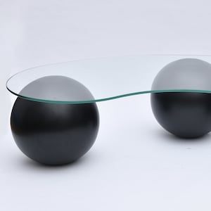 Black Wooden Ball, Glass Side Table with Wooden Collected, Center Table, Wooden Coffee Table, Living Room Decor style , Ideas home design,