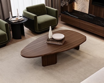 Walnut Coffee Table, Center Table, Walnut Table, Asymmetric Coffee table, Minimalist design Table, Unique Home Decor