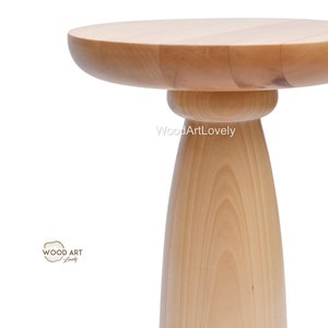 Handmade Linden Wood Mushroom Side Table - Natural Finish