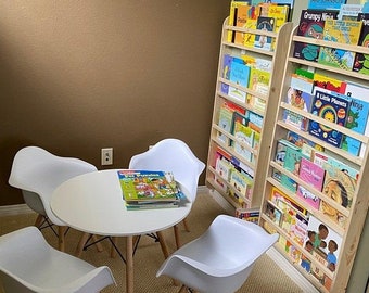 Handcrafted Natural Wood Montessori Bookshelf for Kids Room