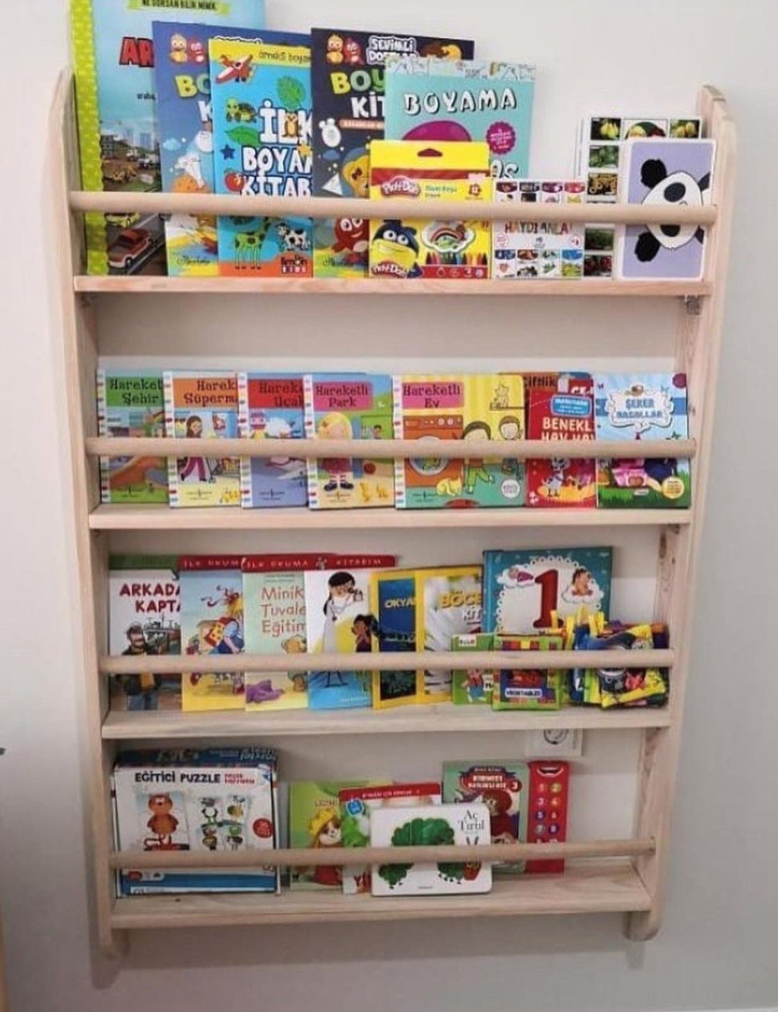 Montessori Bookcase With Round Slats Toddler Bookcase Etsy Australia