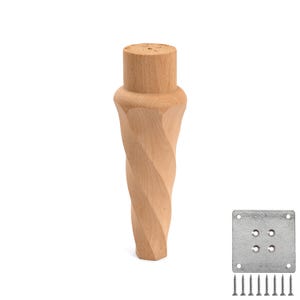 Handmade Beech Wood Furniture Leg: Twisted Design, Easy Install (Set of 4)