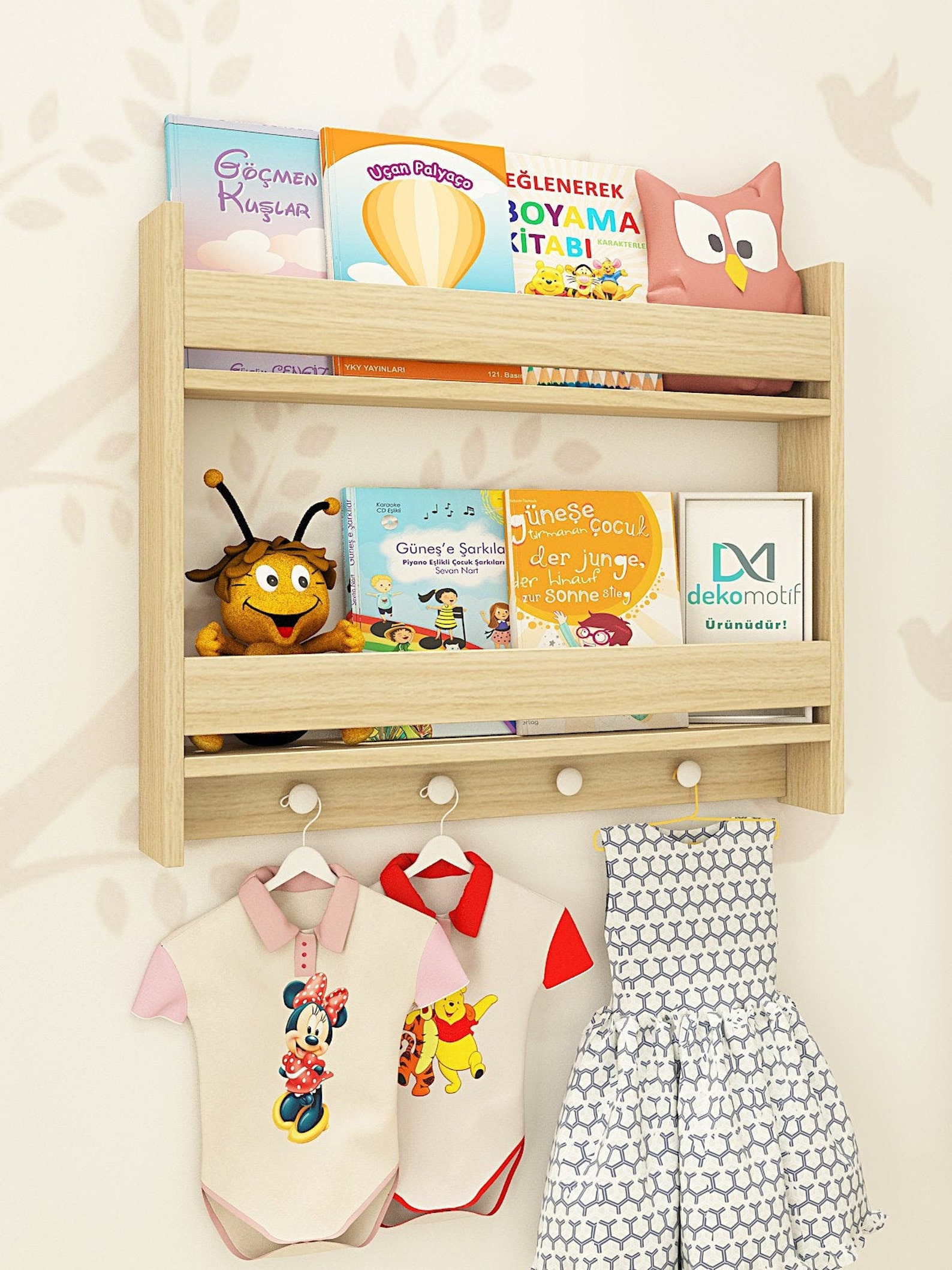 Nursery Clothes Hanger and Montessori Bookcase Oak Kid's Etsy