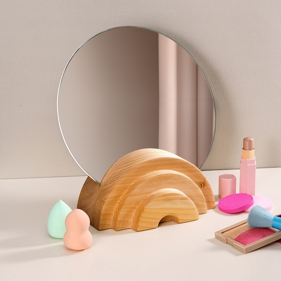 Handcrafted Solid Wood Makeup Mirror: Natural Oil Finish
