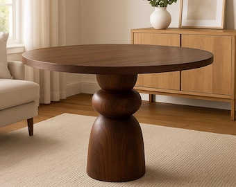 Halo Walnut Wood Round Dining Table