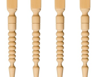 Juego de 4 patas de mesa de madera maciza hechas a mano: estilo rústico de mediados de siglo