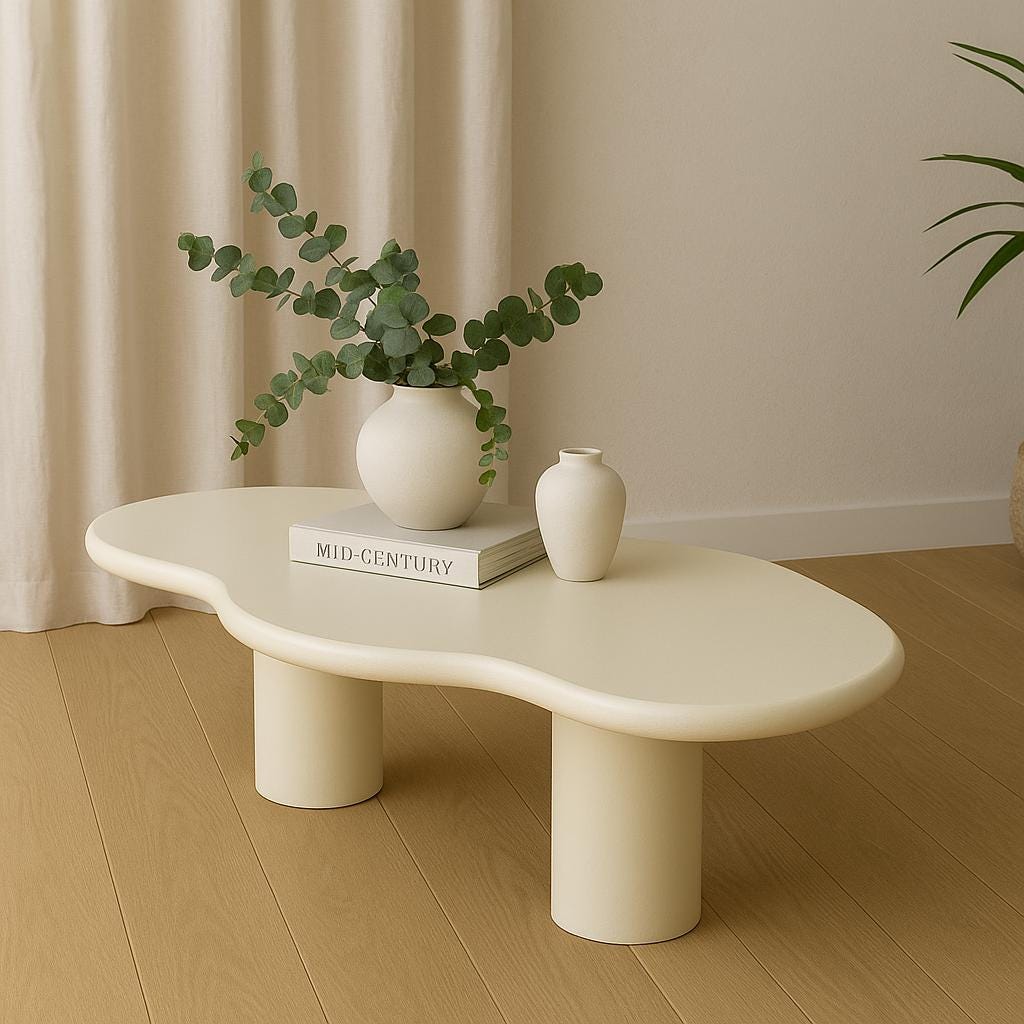 Handmade Asymmetrical Coffee Table: Mother of Pearl White Solid Wood - Etsy