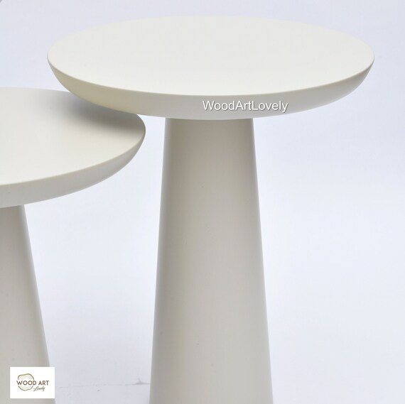 Handmade Linden Wood Mushroom Side Table - Mink Coffee Table