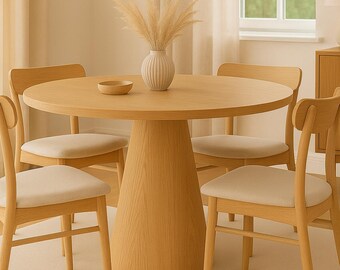 Barrel Light Oak Wooden Dining Table