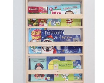 5 shelves Montessori Bookcase, Montessori Bookshelf, Kids Room Bookcase, Toddler Bookcase