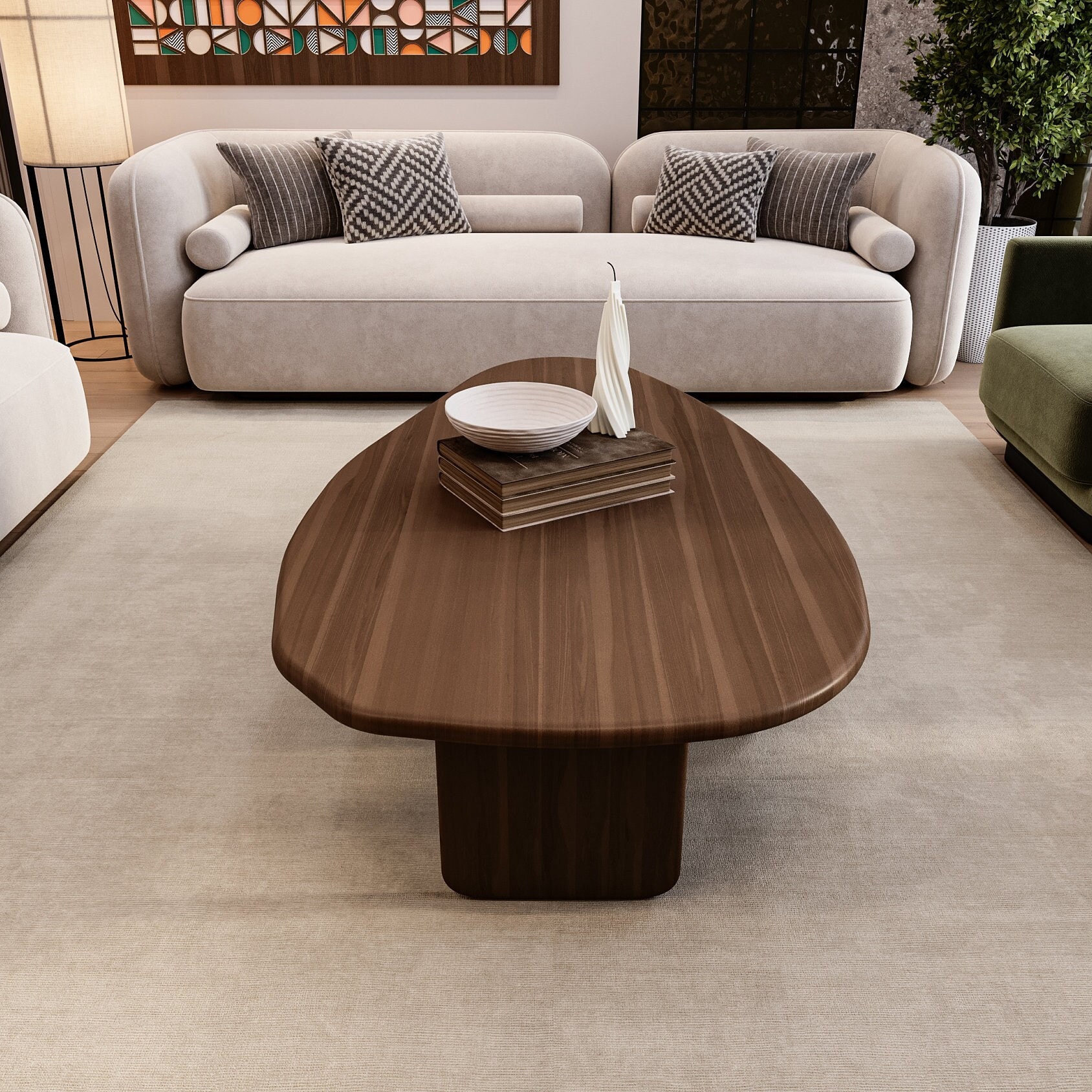 Walnut Coffee Table, Center Table, Walnut Table, Asymmetric Walnut Coffee Table, Center Table, Walnut Table, Asymmetric