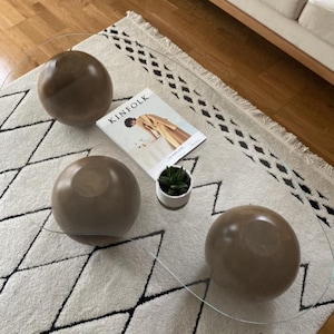 Center Table Wooden Balls, Decorative Wooden Balls, Glass Table with Wooden Collected, Wooden Coffee Table,LivingRoom Center Table,Home Gift image 2