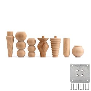 Handmade Beech Wood Furniture Legs - Set of 4 - Easy Install