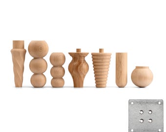 ハンドメイドのブナ材家具脚 - 4本セット - 取り付け簡単