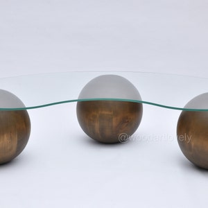 Antiquation Walnut Wooden Ball, Center Table, Glass Table with Wooden Ball, Wooden Coffee Table, Bed foot, Side Table, Home Design, Bed leg