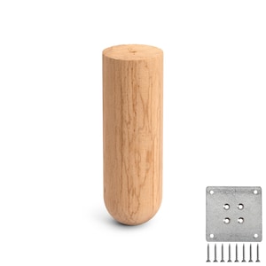 Cylinder Wooden Furniture Leg: Handmade Beech Wood, Easy Install (Set of 4)