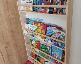 Montessori Bookcase With Round Slats, Toddler Bookcase, Montessori Bookshelf, Kids Room Bookcase, Baby Room,Baby Bookshelf, Toddler activity