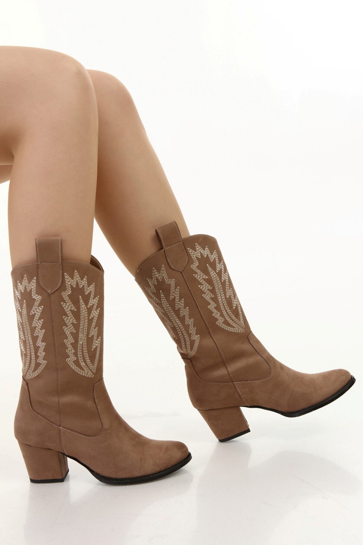 Brown Suede Western Style Cowboy Boots Etsy