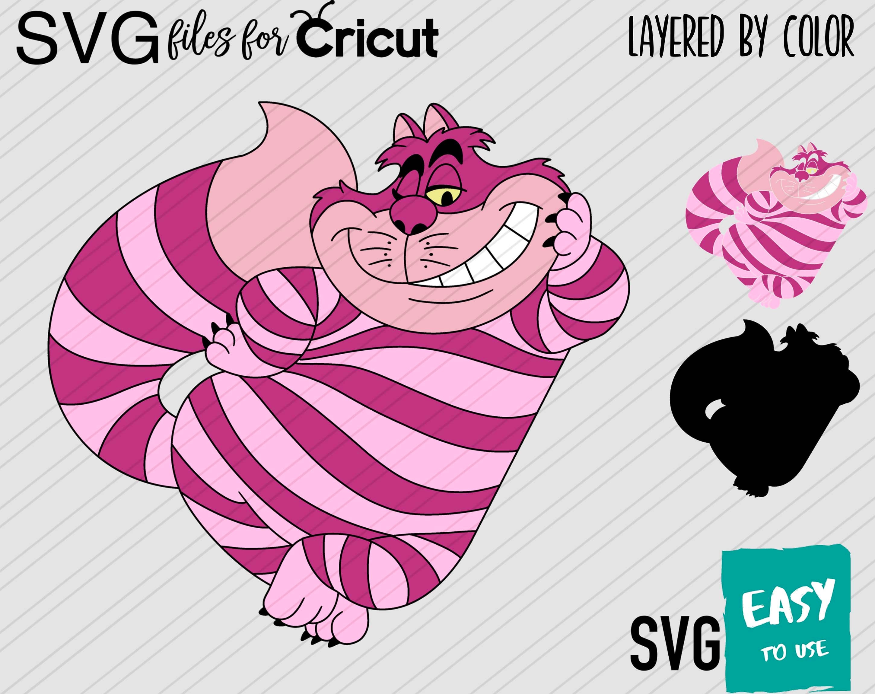 Cheshire Cat SVG Cricut Svg Clipart Layered SVG Files for - Etsy